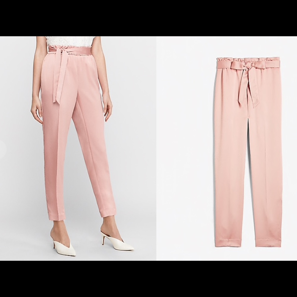 Express Pink Satin Ankle High Rise Pants